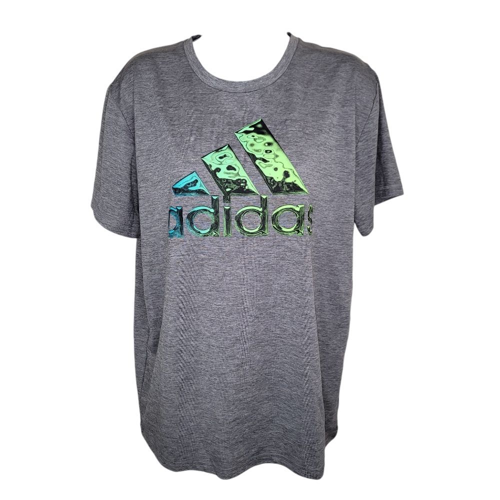 Adidas Liquid Metal Graphic Print Youth T-Shirt Size XL 18-20 Heather Gray
